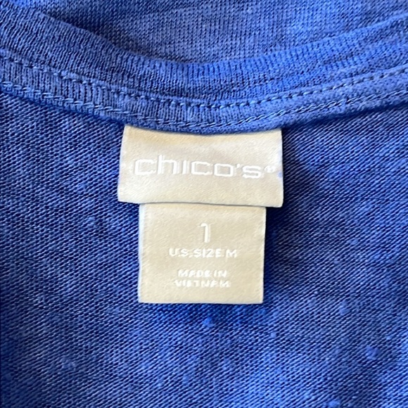 Chico's Blue V-Neck Short Sleeve Tee - Picture 3 of 4